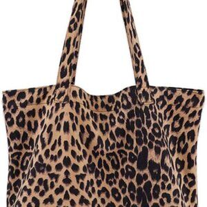 Leopard Shoulder Bag Cotton Large Capacity Travel Purse Handbag for Women